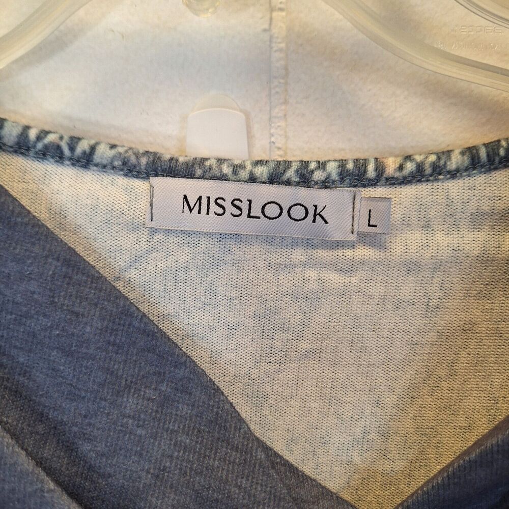 Misslook Blouse‎ Women's Large Multi Colored Brown Asymmetrical Neckline - Picture 3 of 9